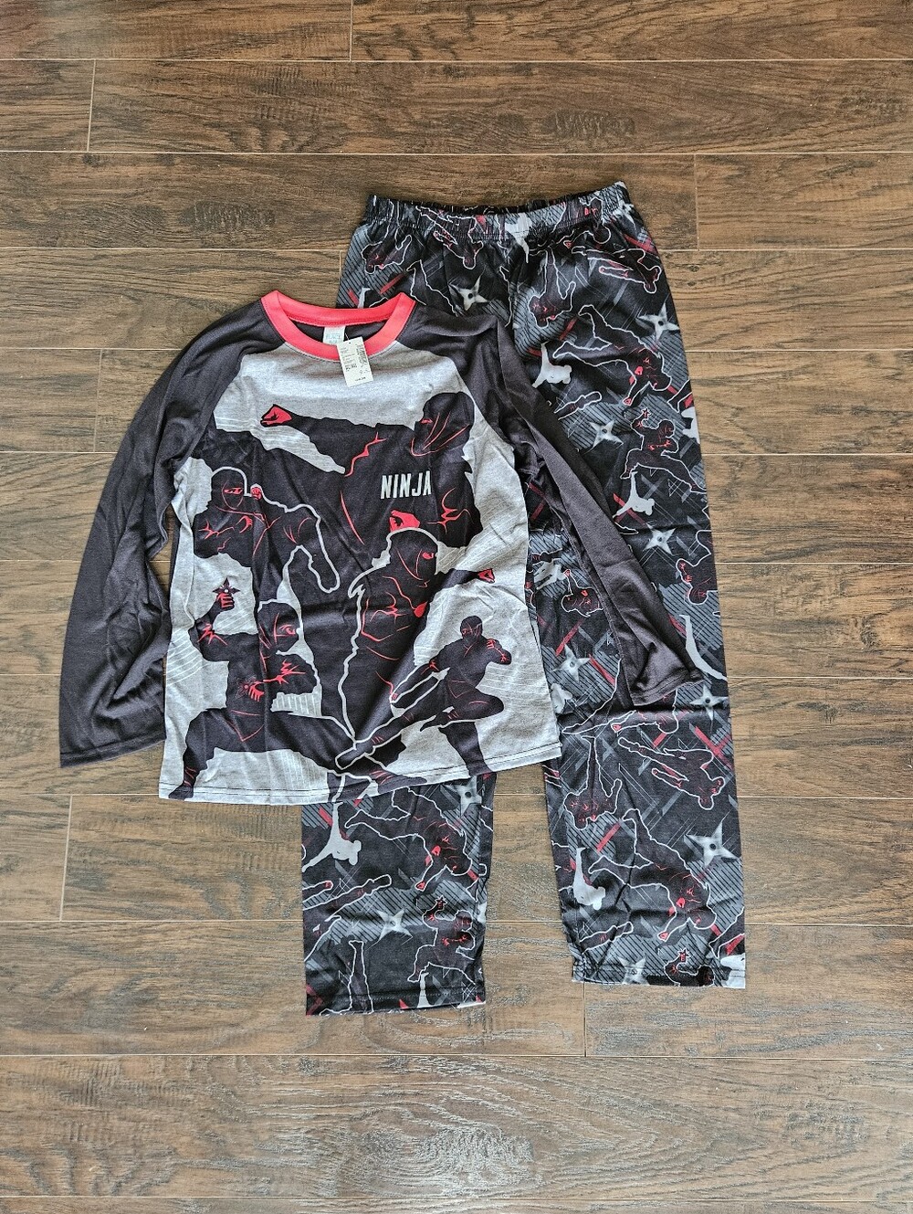 The Children's Place Ninja Pajama Set - Black, Gray & Red
